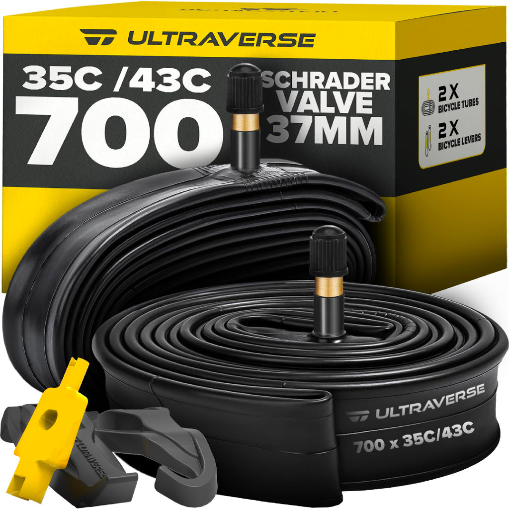 Ultraverse 700x35-43c Bike Inner Tube, 37mm Schrader Valve, 2 Pack