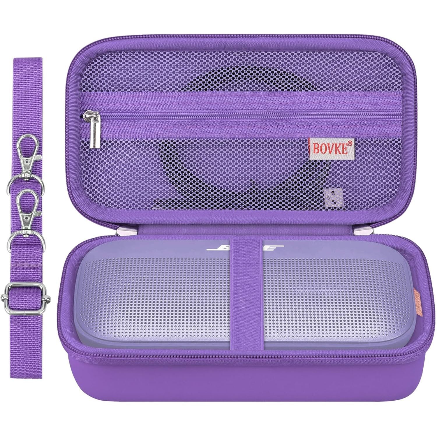 Buy now BOVKE Hard Travel Speaker Case for Bose New SoundLink Flex Speaker (2nd Gen) / Bose SoundLink Flex Bluetooth Portable Speaker, Extra Mesh Pocket for Bose Speaker Charger, Charging Cables, Stone Blue Purple 2 at indiglob india