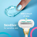 Gillette Venus Extra Smooth Sensitive Gold Women's Razor Handle + 2 Blade Refills, includes Shower Holder