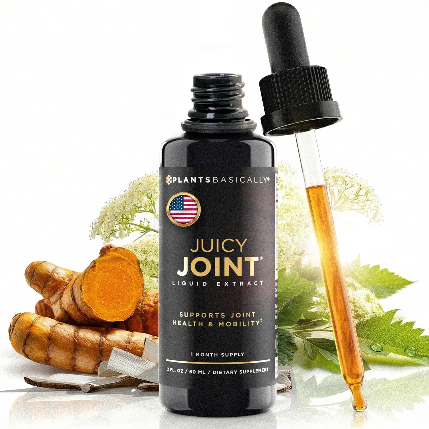 Juicy Joint Extract, 100% Plant-Based Joint Support Supplements - 1 Bottle | Supports Joint Mobility, Relief & Recovery | Fast Absorbing Formula for Women & Men |USA Made, Organic &Vegan, 30-Day Supply