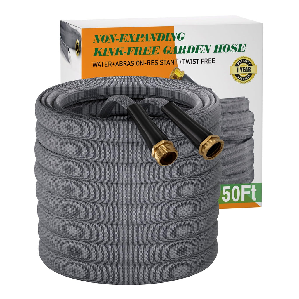 50 FT Garden Hose, Non-Expanding Water Hose, Ultra-Light & Flexible, Burst-Resistant, Kink-Free, High-Pressure Garden Hose All-Weather Use for Lawns, Gardens, and Outdoor Cleaning