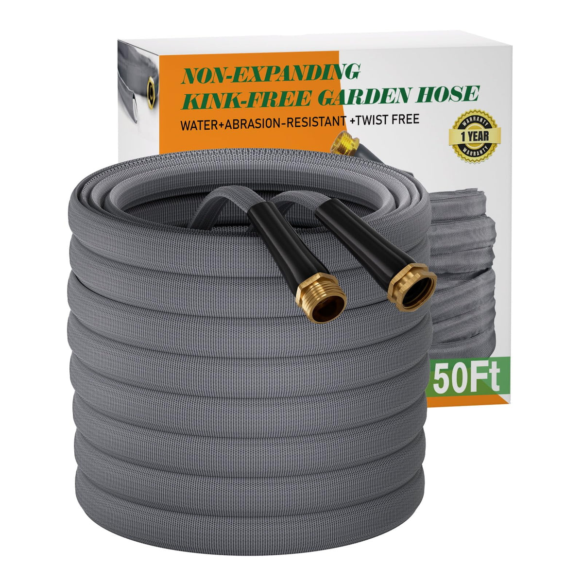 50 FT Garden Hose, Non-Expanding Water Hose, Ultra-Light & Flexible, Burst-Resistant, Kink-Free, High-Pressure Garden Hose All-Weather Use for Lawns, Gardens, and Outdoor Cleaning