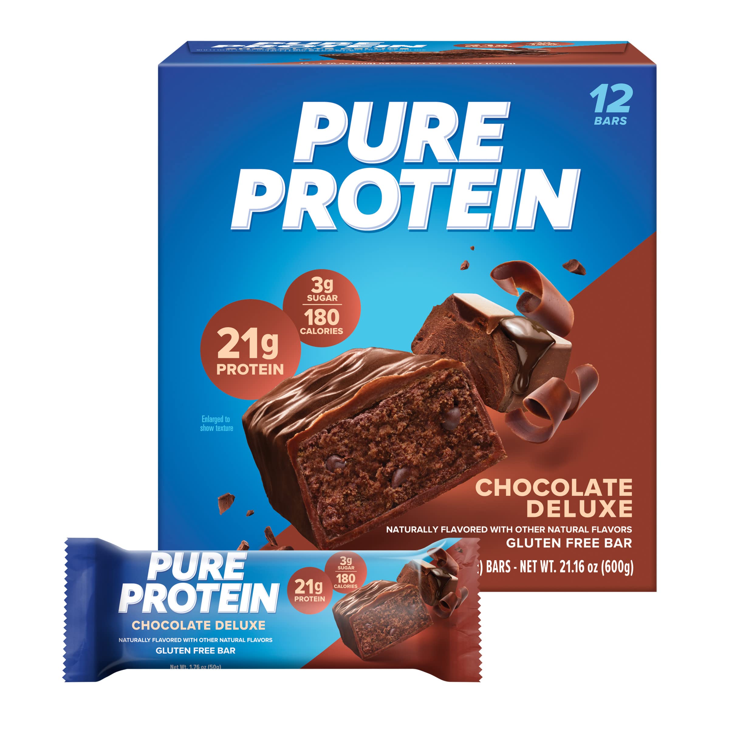 Buy now Pure Protein Chocolate Peanut Caramel Protein Bars â€“ 20g Protein, 3g Sugar, 190 Calories (12 count) Low Sugar* High Protein Snack - Gluten Free - Perfect for a Healthy Snack at indiglob india