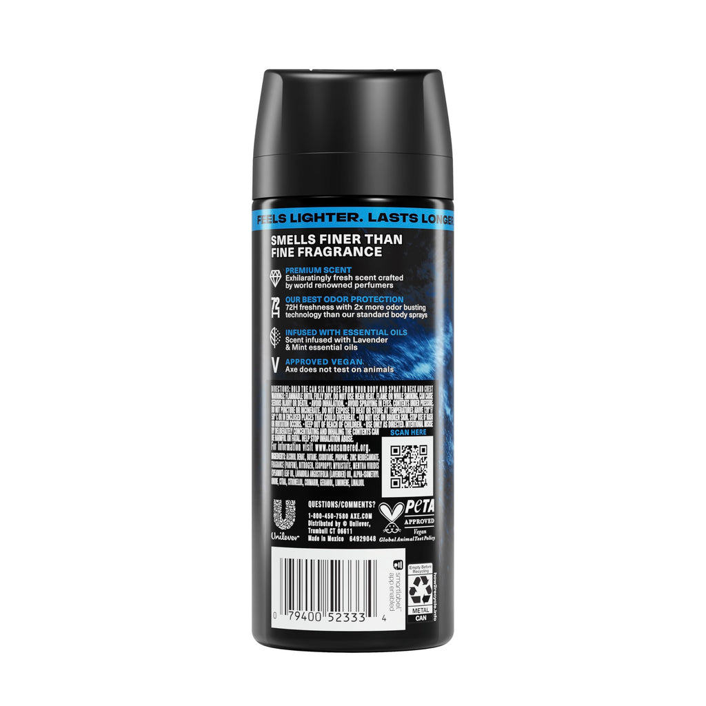 AXE Fine Fragrance Collection Body Spray Blue Lavender Freshness 2.9 oz | For nights out, Helps stay fresh & confident, With odor defense, Blue Lavender