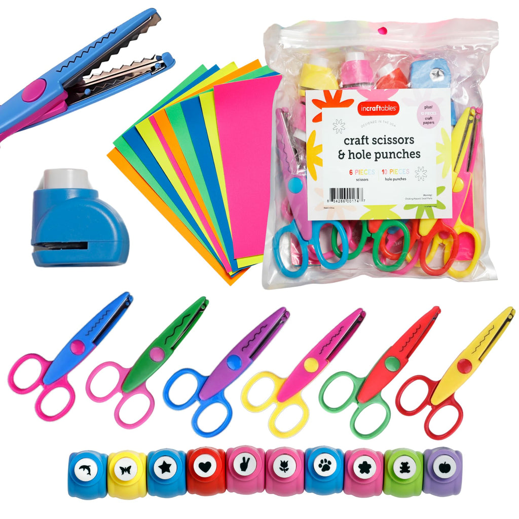 Craft Scissors Set – 26 Pcs, Paper Hole Punch & Decorative Cutting Edges