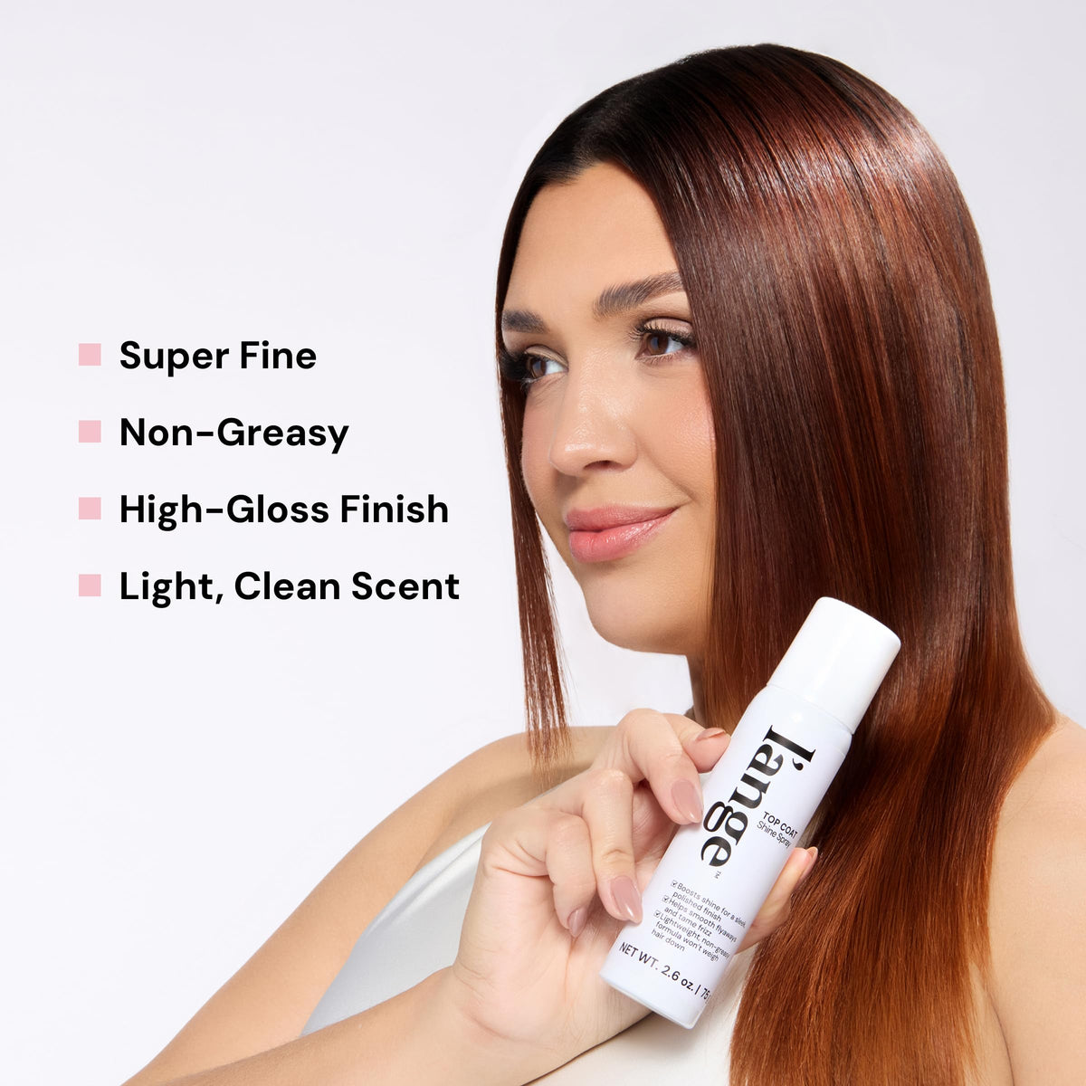L'ANGE HAIR Top Coat Shine Spray | Hair Gloss Finishing Spray | High-Gloss Finish | Controls Frizz & Flyaways | Ultra-Fine Hydrating Mist | Lightweight, Won't Weigh Hair Down