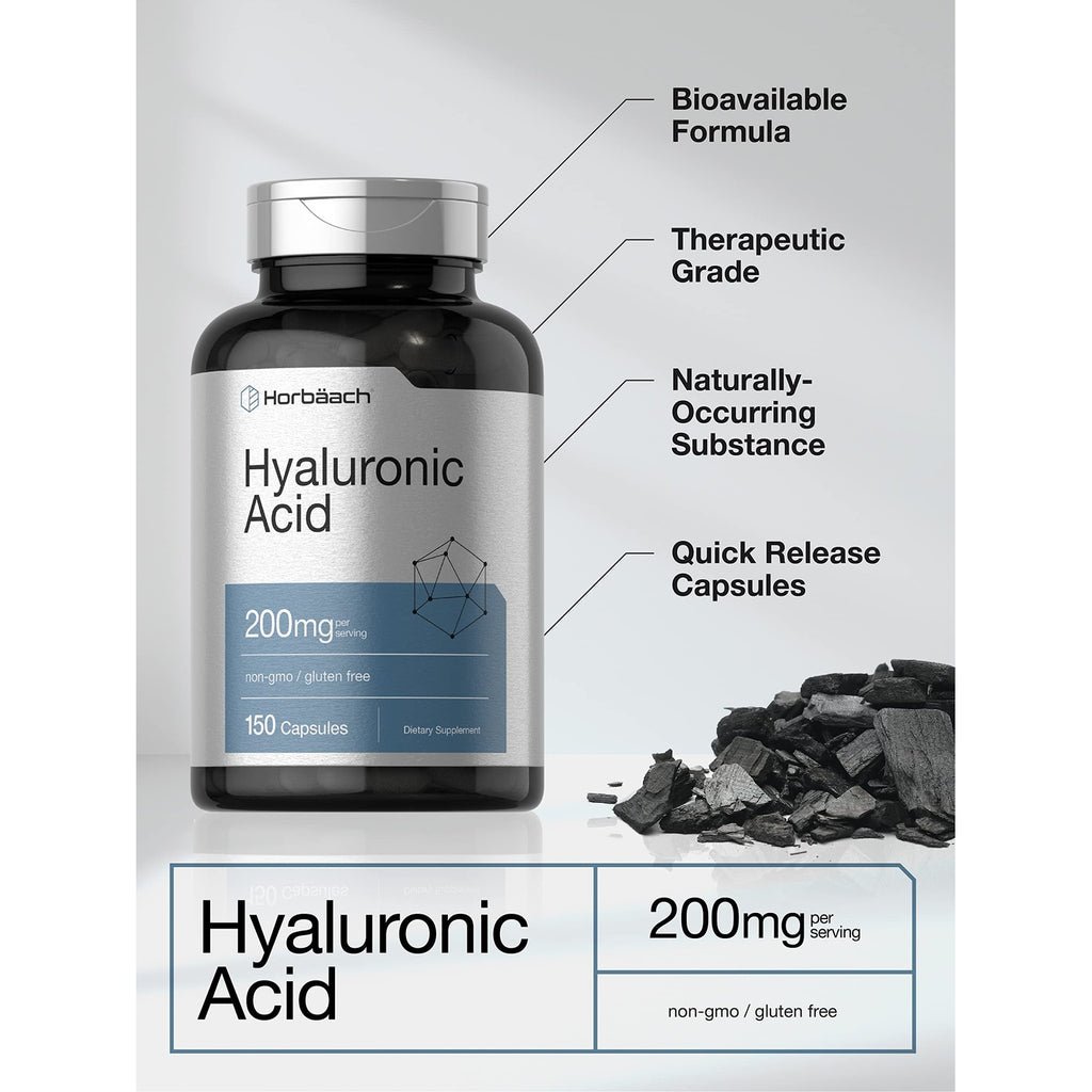 Horbäach Hyaluronic Acid Supplement | 200 mg | 150 Capsules
