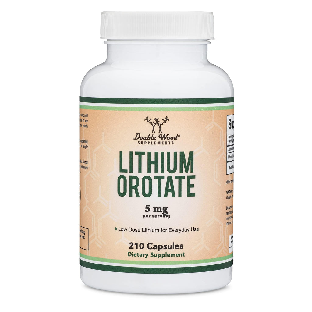 Lithium Orotate 5mg Elemental, Mood + Calm Support, 210 Capsules | Mood + Calm Supplement, 5mg Elemental Lithium, Single-Ingredient (No Blends), Emotional Wellness + Clarity, Vegan
