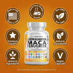 Clean Nutraceuticals Ashwagandha Maca Root Fenugreek Supplement with Tongkat Ali Ginseng - Assists with Stress, Mood & Thyroid - Ashwagandha Capsules Fenugreek Caps