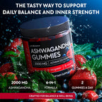 Ashwagandha Gummies – 120 Count - 2000 MG Ashwagandha Supplements with L-Theanine, GABA, Magnesium, Zinc & Vitamin D3 – Sugar-Free, Vegan, Non-GMO–Natural Support for Balance