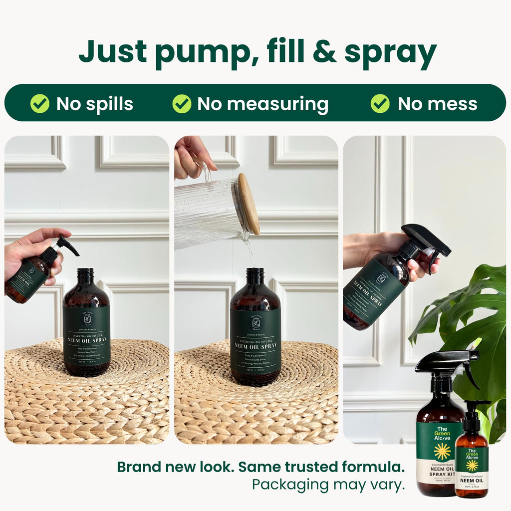 Neem Oil for Plants (Makes 30 Bottles) with Spray Bottle & Essential Oils for Indoor Houseplants & Outdoor Gardens, Natural Leaf Shine