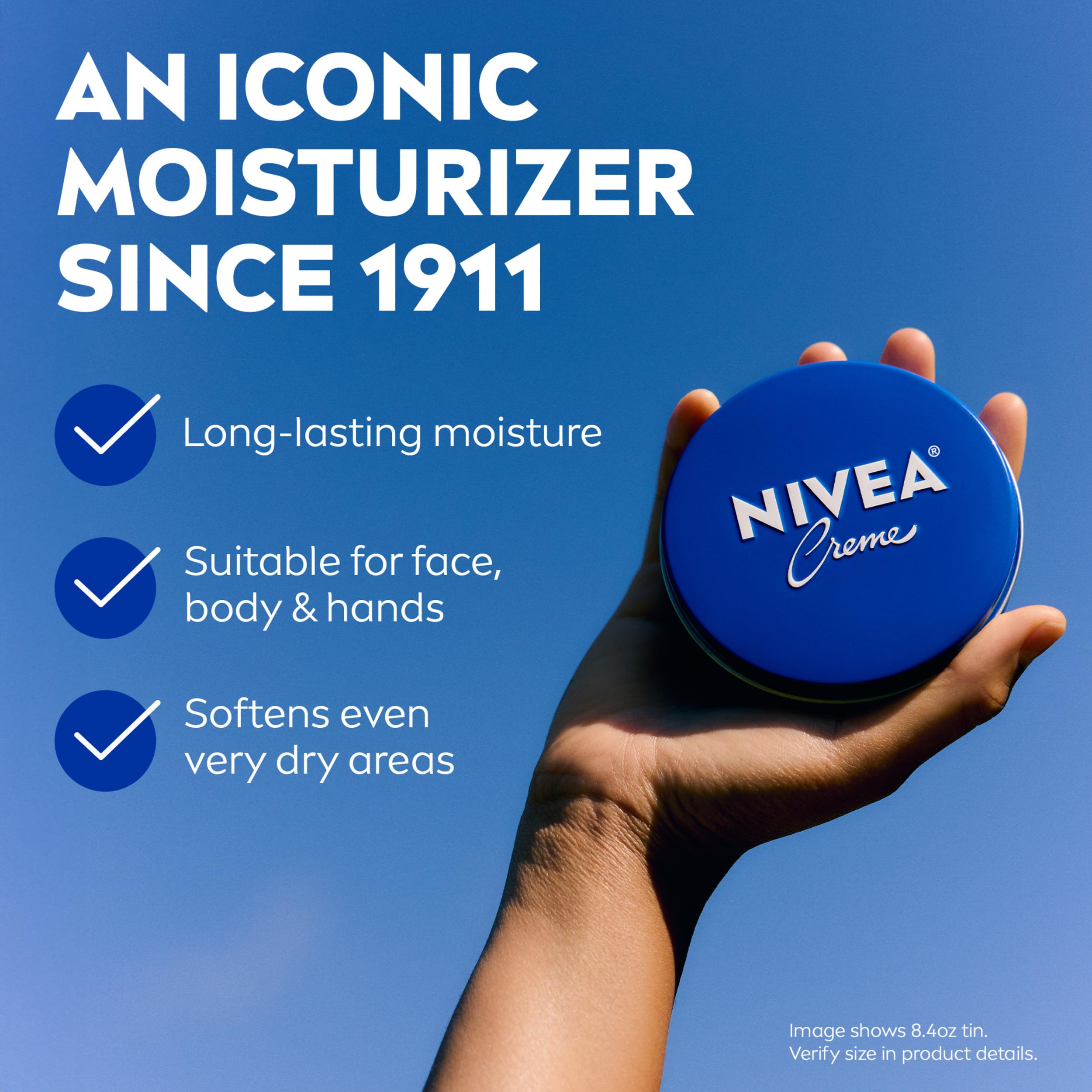 NIVEA Creme Body, Face and Hand Moisturizing Cream, 13.5 Oz Tin