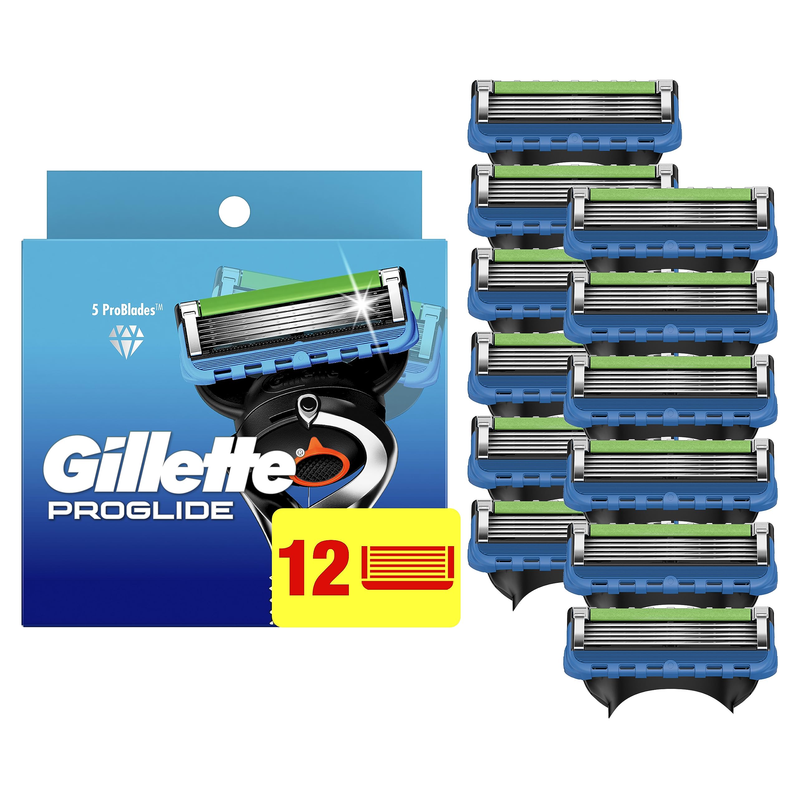 Gillette ProGlide Razor Refills for Men, 12 Razor Blade Refills