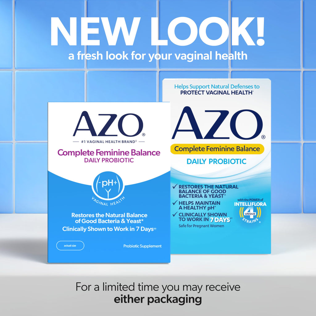 AZO Complete Feminine Balance Daily Vaginal Probiotics for Women, 30 Count | Intelliflora Multi-Strain Blend, Supports Vaginal pH and Yeast Balance*, One Capsule Daily, Sugar Free, Safe During Pregnancy