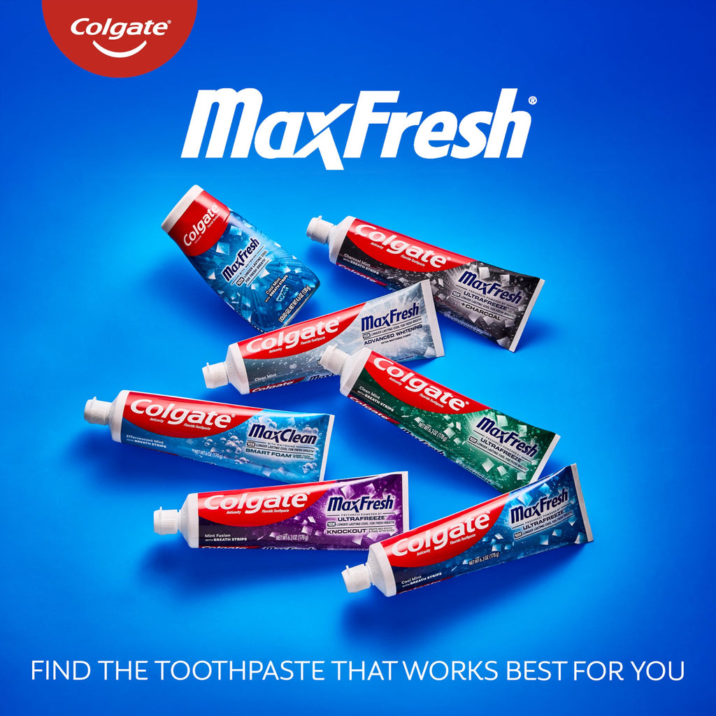 Colgate MaxFresh Fluoride Toothpaste, Travel Size, Mint, Bulk 24 Pack, 1 oz