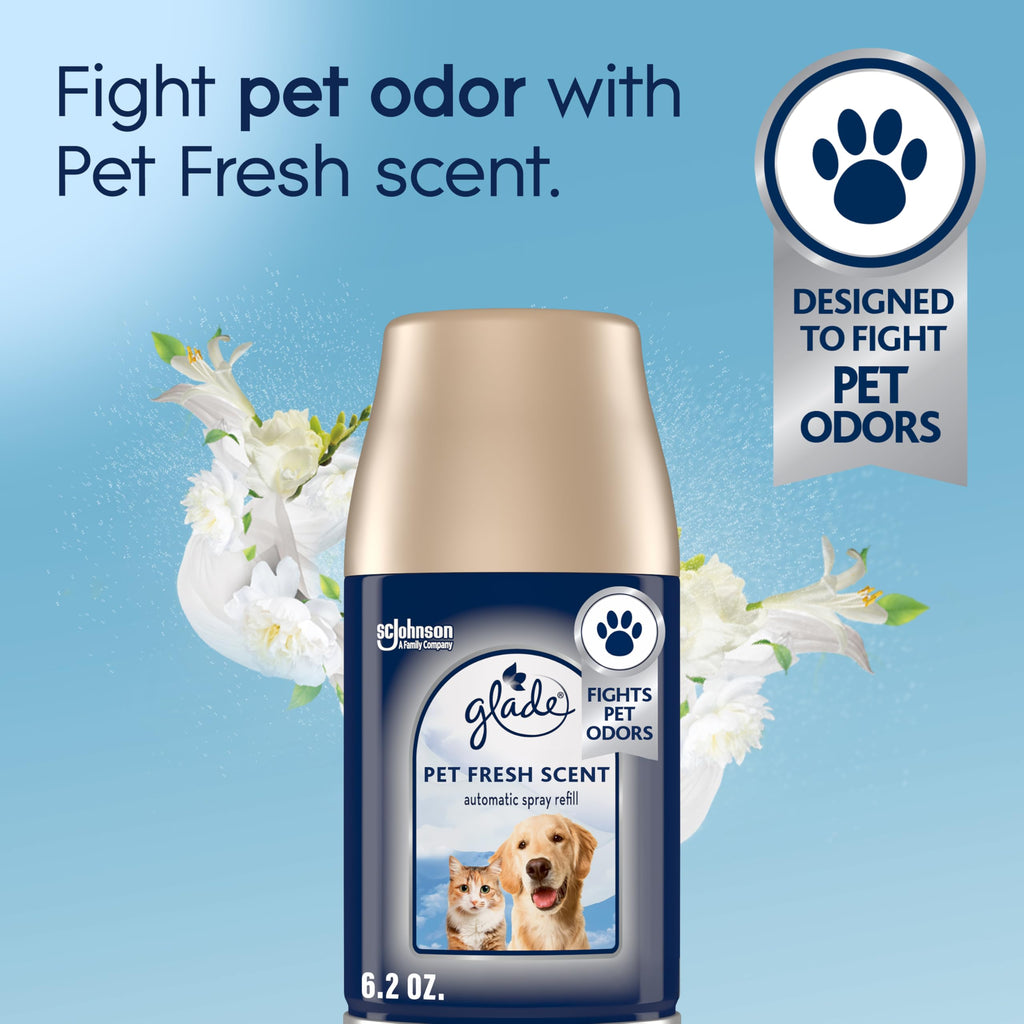 Glade Automatic Spray Refill, Pet Fresh Scent, Scented Air Freshener for Home and Bathroom, 6.2 Oz, 3 Count