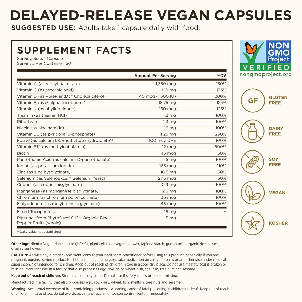 Solgar One Daily Men's Multi Multivitamin 60 Vegan Capsules