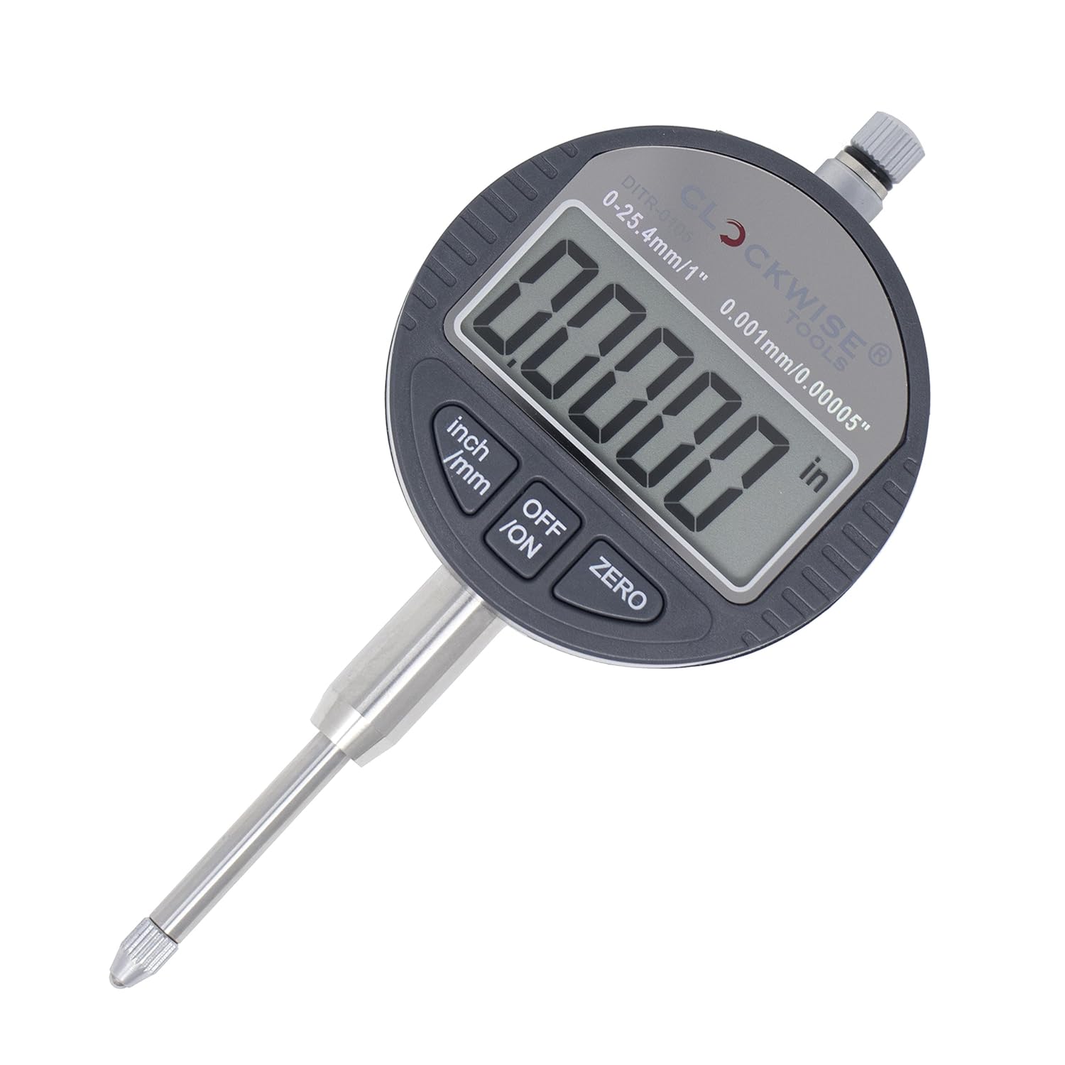 Buy now Clockwise Tools Digital Indicator with Magnetic Base Holder Stand, DIBR-0105 0-1 Inch/25.4mm, Inch/Metric Conversion, Auto Off DITR-0105; 0-1" 25.4mm; 0.00005" Resolution at indiglob india