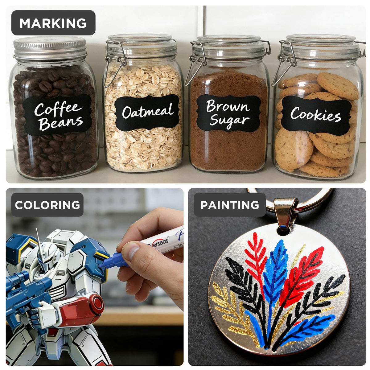 Overseas 8 Colors Oil Based Paint Markers, Fine Tip Permanent Paint Pens