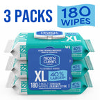 Nice 'N CLEAN Extra Large Flushable Wipes | 40% Larger Wipes | 6.8" x 7.5" Unscented XL Adult Wet Wipes | Septic and Sewer Safe | Fragrance Free, Hypoallergenic, Plant Based | 180 Butt Wipes