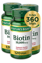 Buy now Nature's Bounty Biotin Hair Skin and Nails Vitamins, Supports Healthy Hair, Skin and Nails, 10,000 mcg, 120 Softgels (Pack of 1) at indiglob india
