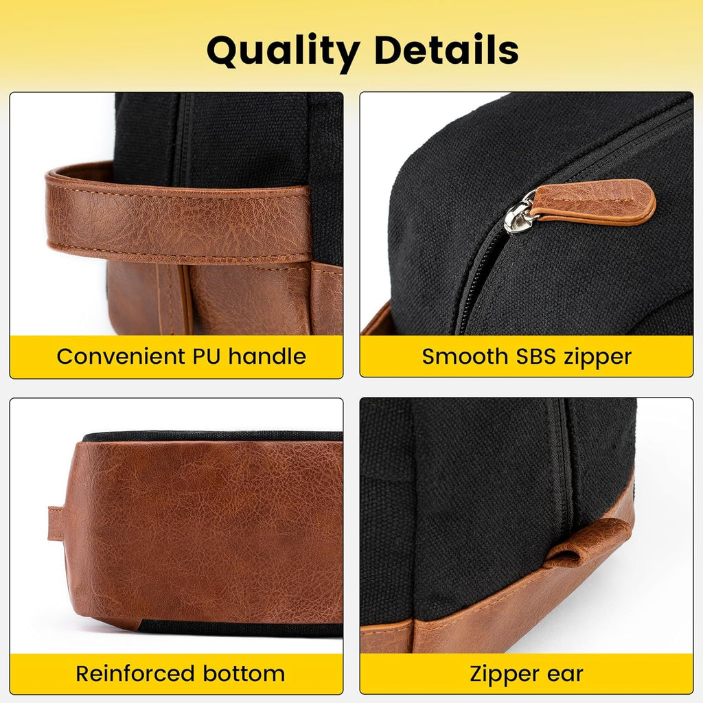 Buy now Vorspack Travel Toiletry Bag - Hanging Toiletry Bag for Men Water Resistant Canvas Shaving Bag with Large Capacity for Travel - Black at indiglob india