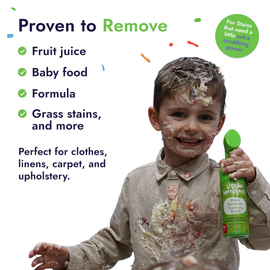 Little Monsters Mess Remover Foaming Brush, Kid-Friendly Stain Remover