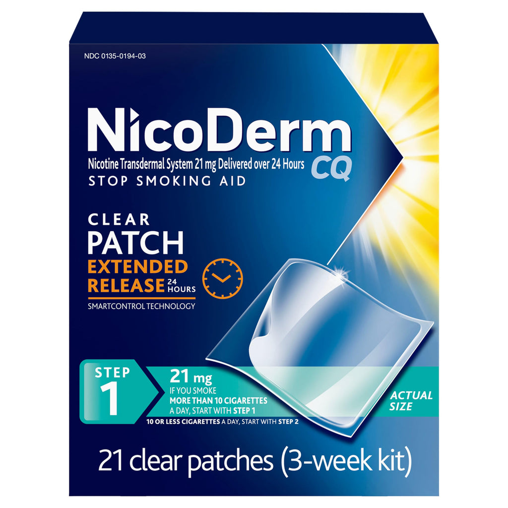 NicoDerm CQ Step 1 21mg, 21 Clear Patches