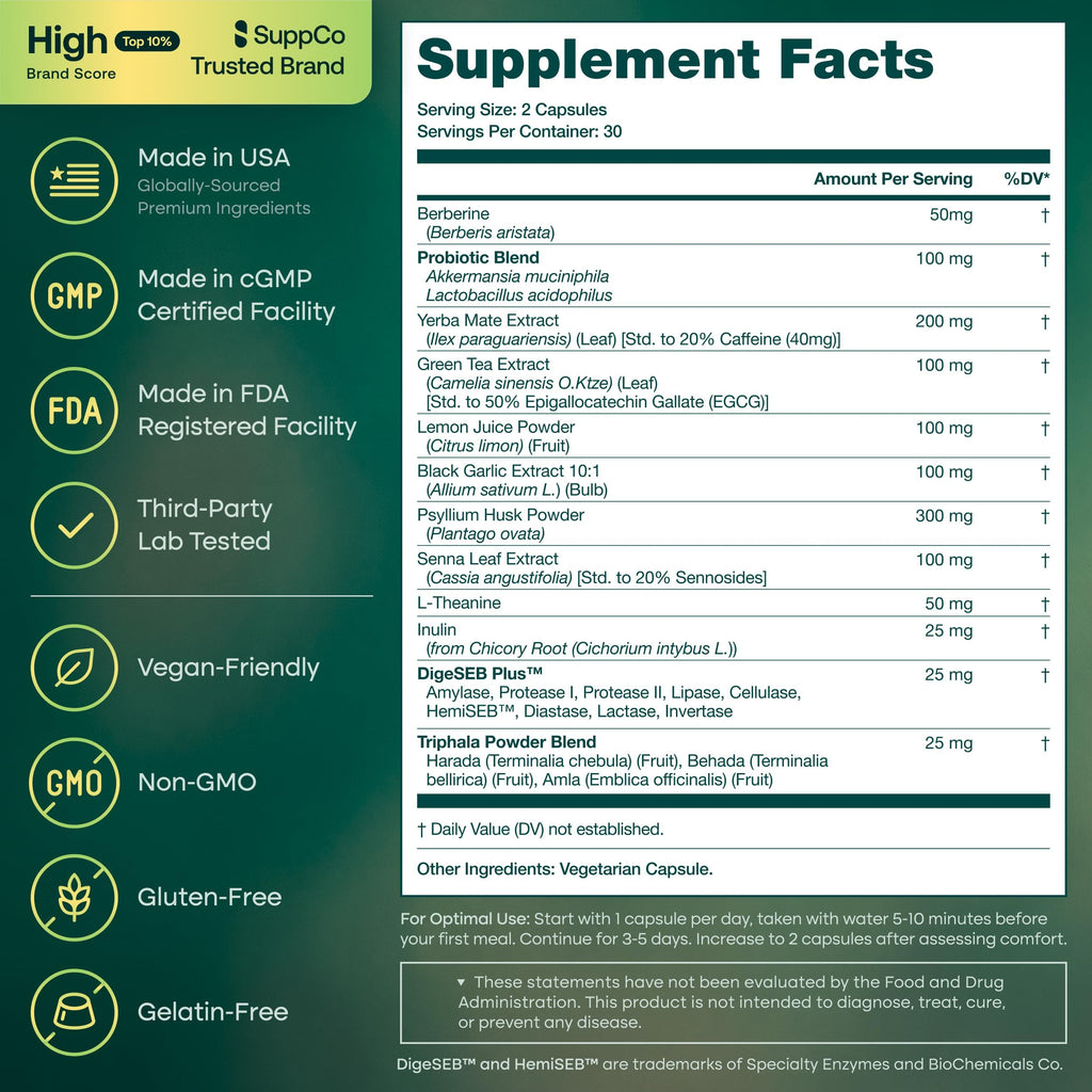 GLP-1 Colon Cleanse with Akkermansia and Berberine for Weight Management