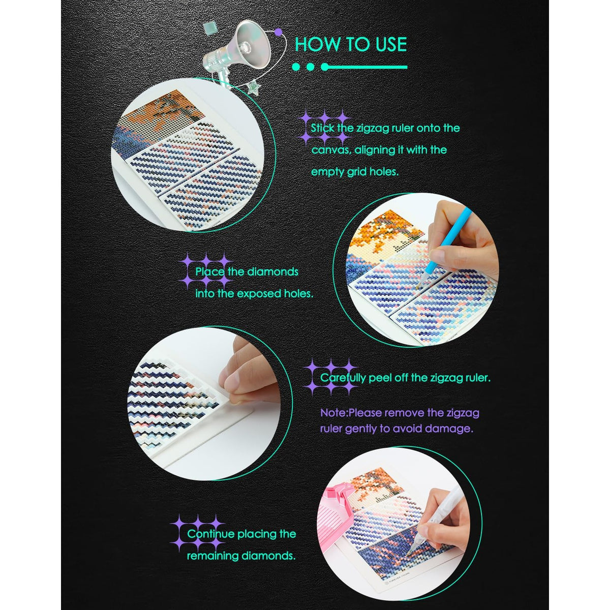 Foreveryoung Diamond Painting Zigzag Rulers, 9 PCS Tools for Square Kits