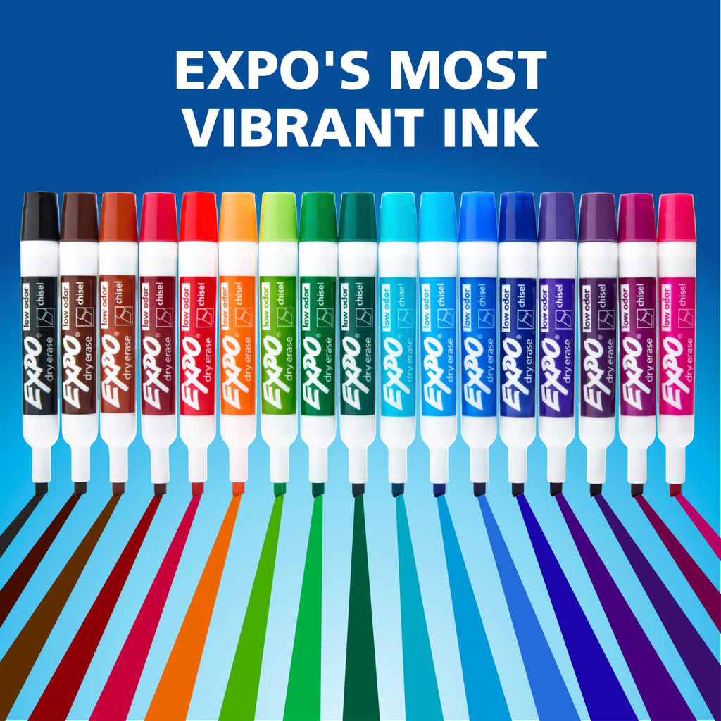 EXPO Dry Erase Markers, Low Odor Ink, Blue, Chisel Tip, 12 Count - Whiteboard, Calendar, Organization, Essential Supplies for Office, School, Classroom, Teachers