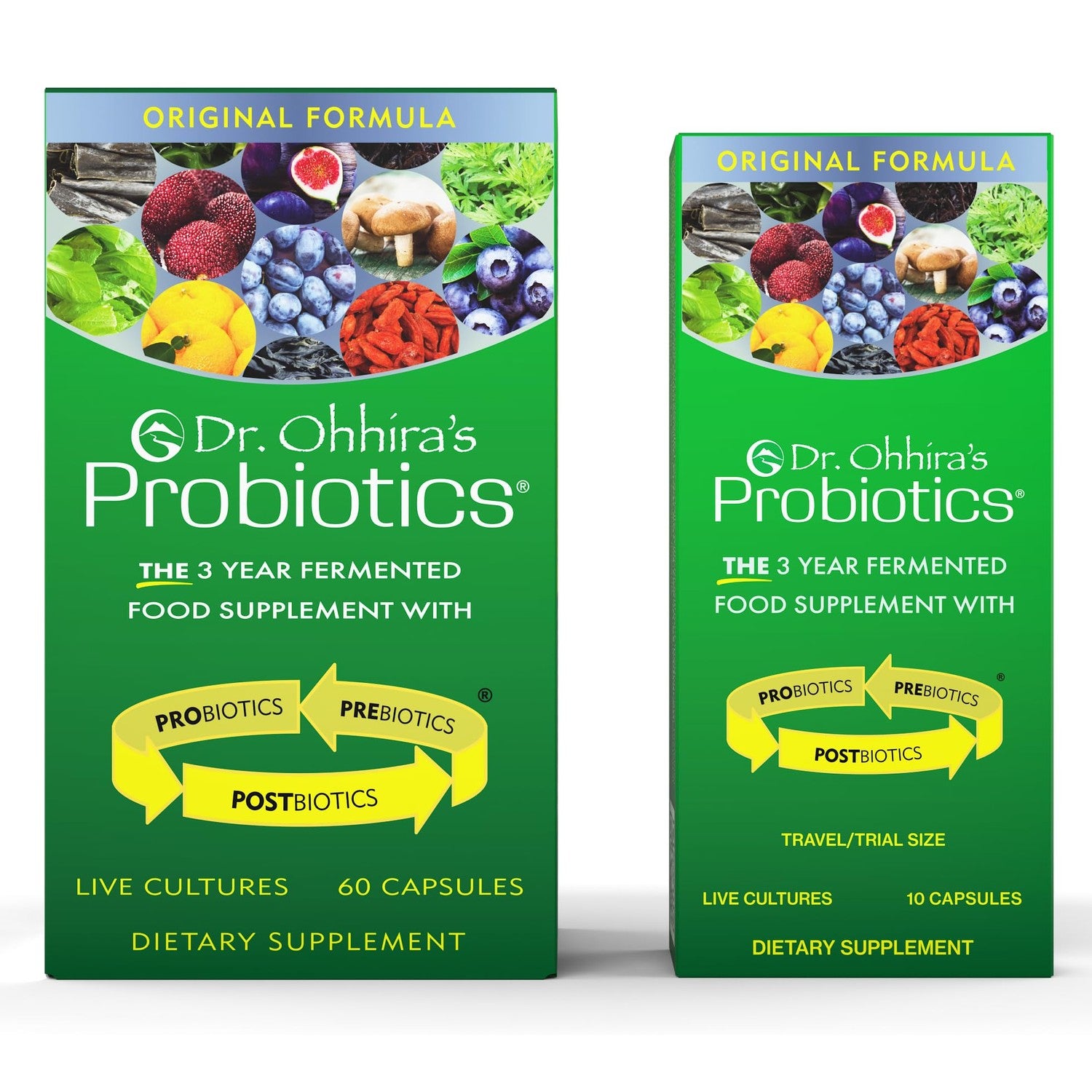 Dr. Ohhira's Probiotics, Original Formula, 60 Caps with Bonus 10 Capsule Travel Pack - 13 Probiotic Strains with Prebiotics and Postbiotics