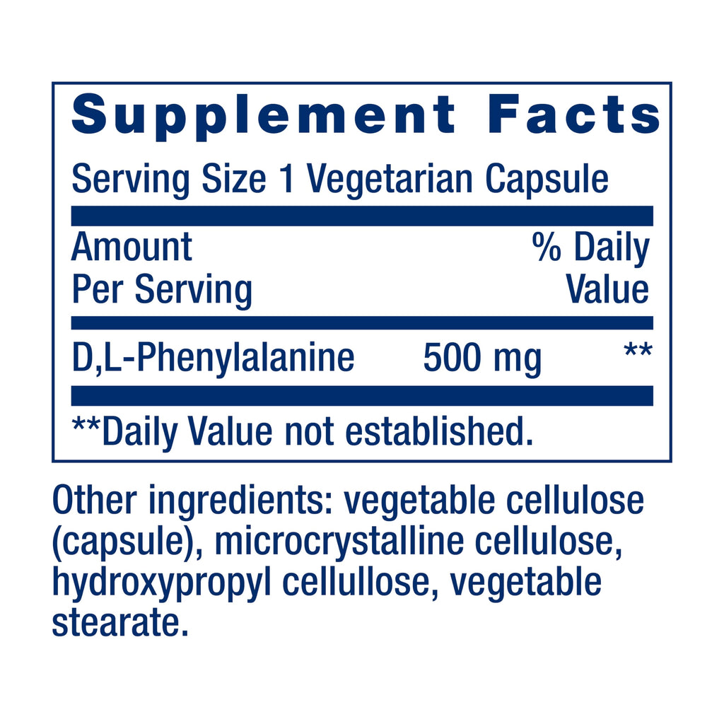Life Extension D, L-Phenylalanine, 500 mg, Mood Health, 100 Capsules