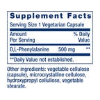 Life Extension D, L-Phenylalanine, 500 mg, Mood Health, 100 Capsules