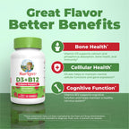 MARYRUTH'S Vitamin D3 + B12 Gummies for Ages 4+, Bone Health, 60 Servings