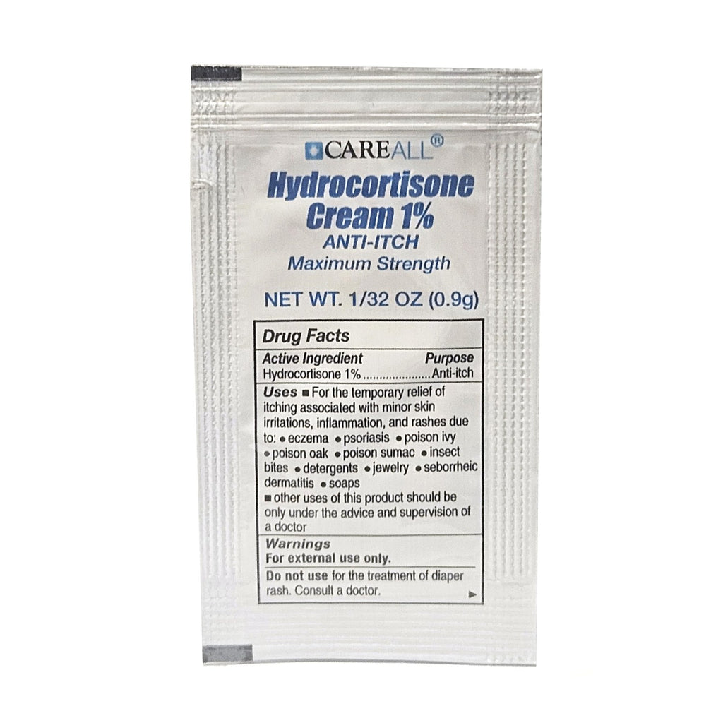 CareAll Hydrocortisone Cream 1% (25 Pack), 0.9gr Foil Packet. Maximum Strength Formulation, Anti-Itch Rash Skin Cream Relieves Itching, Eczema, Insect Bites, Poison Ivy, and Psoriasis