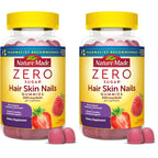 Nature Made Zero Sugar Hair Skin Nails Gummies, 120 Sugar Free Gummies | Biotin 2500 mcg per Serving, Support Healthy Hair, Skin and Nails, Strawberry Flavor, 60 Day Supply
