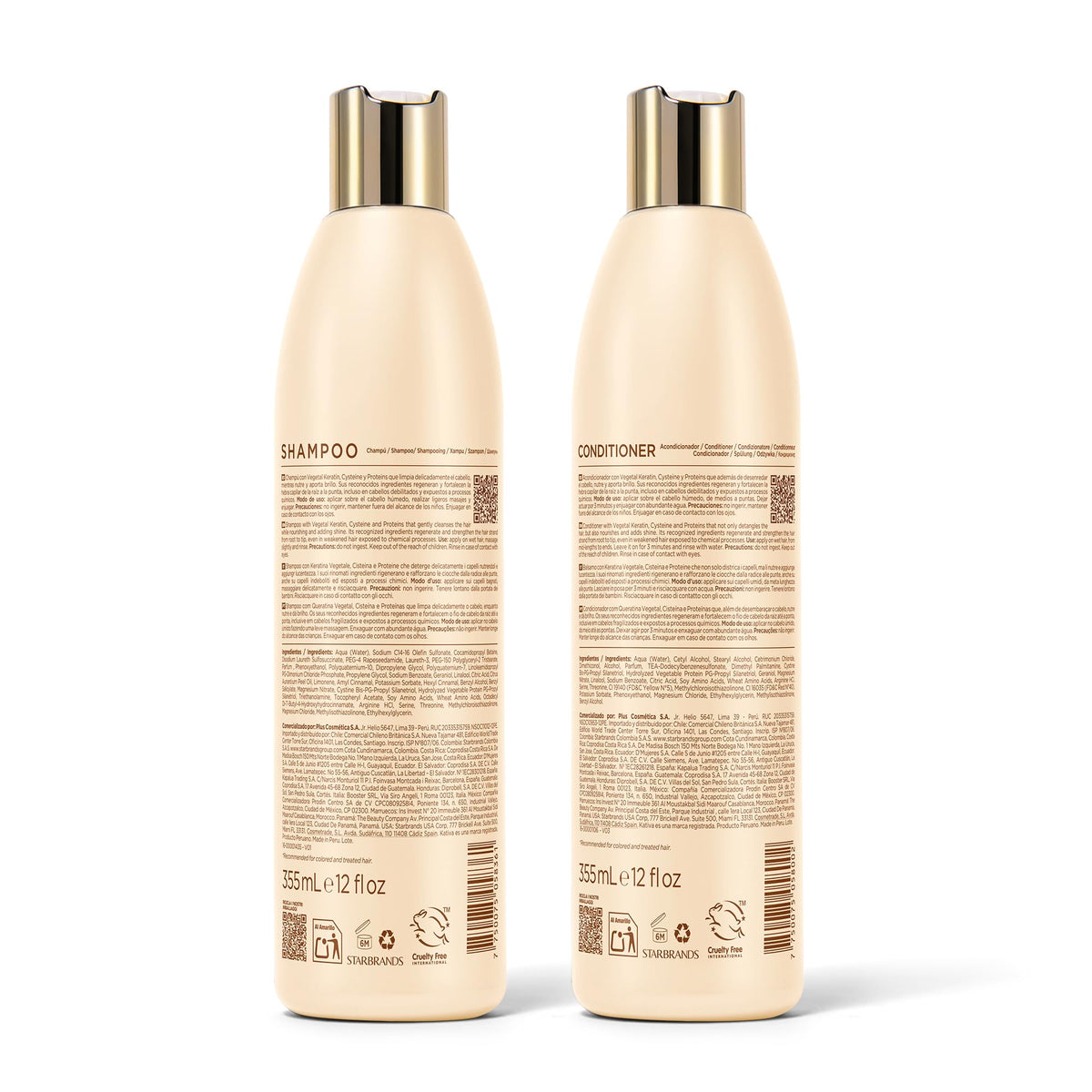 KATIVA Keratin Shampoo and Conditioner Set, Sulfate Free Formula for Damaged, Dry and Dull Hair, Nourishes, Softens and Adds Shine, 355 mL Each