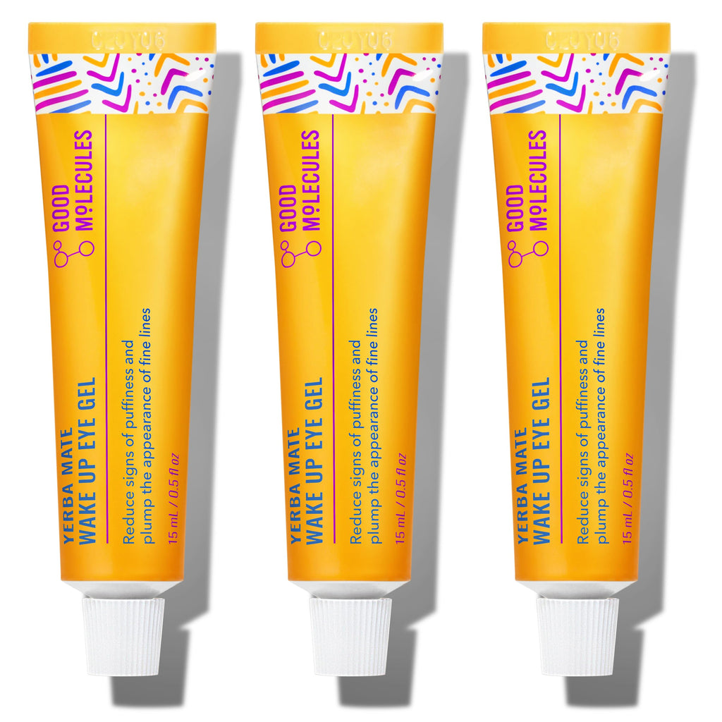 Good Molecules Yerba Mate Wake Up Eye Gel, Caffeine Under Eye Cream, 15 ml | Refreshes and hydrates tired under eyes with caffeine. Helps improve the look of puffiness, under eye bags, and fine lines.