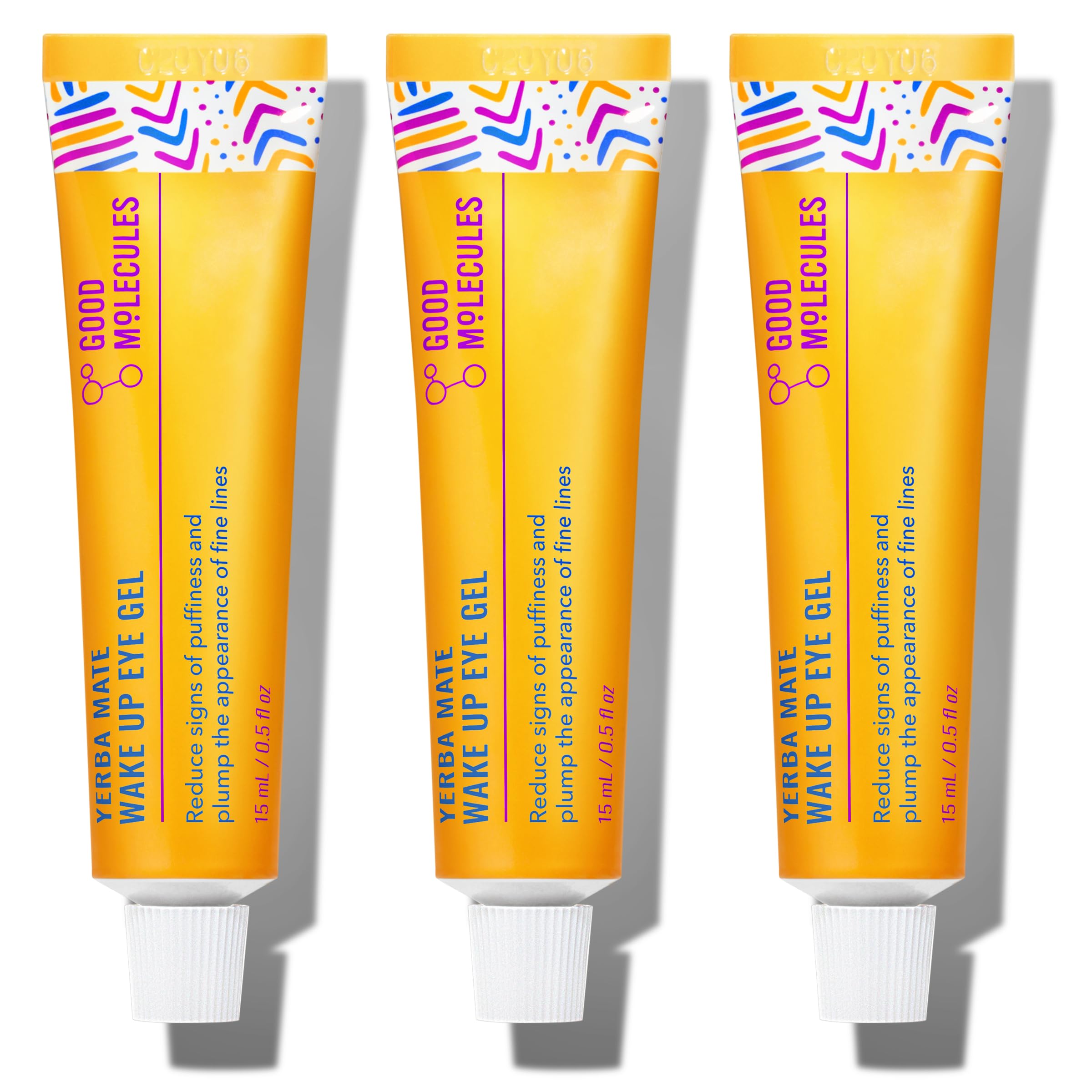 Good Molecules Yerba Mate Wake Up Eye Gel, Caffeine Under Eye Cream, 15 ml | Refreshes and hydrates tired under eyes with caffeine. Helps improve the look of puffiness, under eye bags, and fine lines.