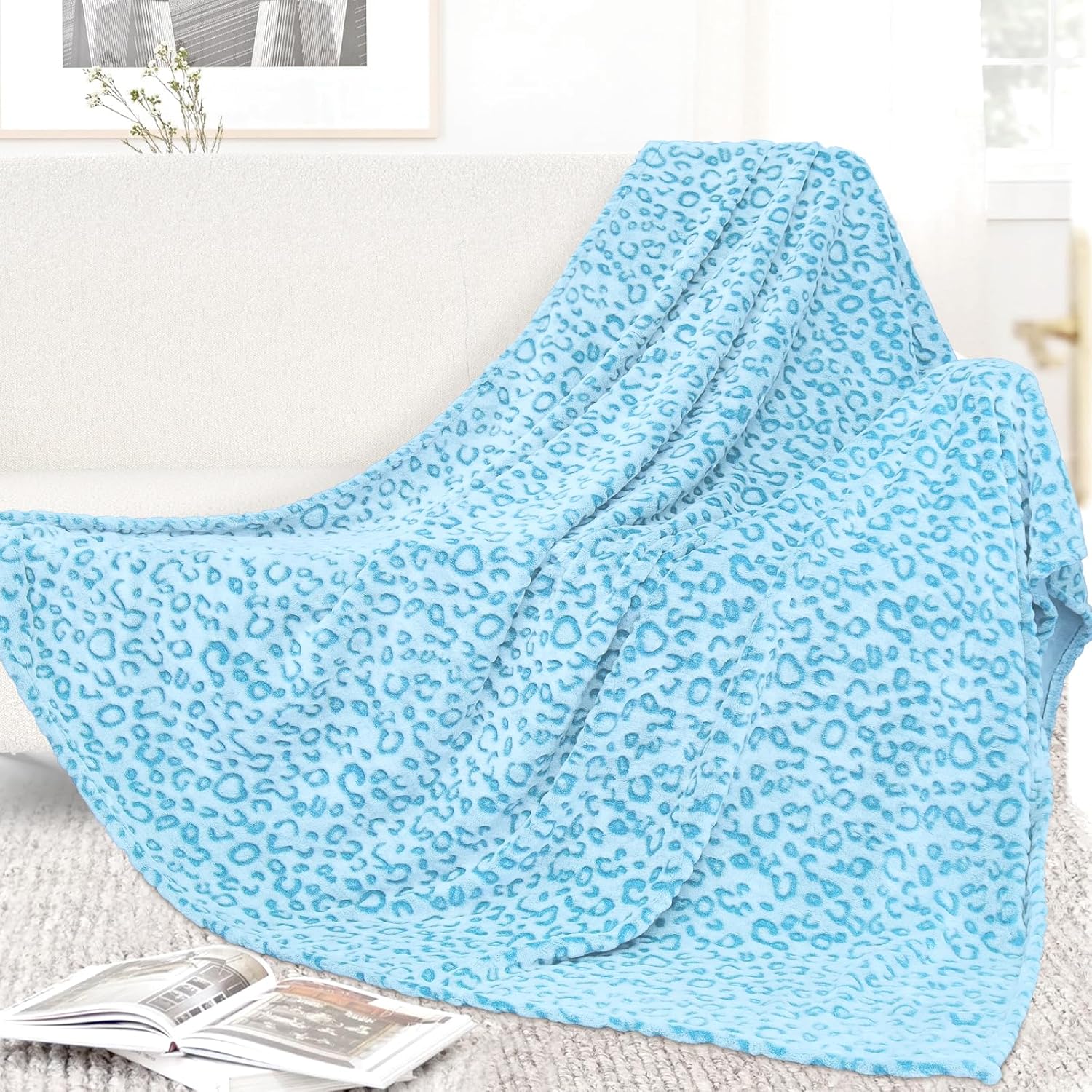 Buy now Fleece Cheetah Print Blanket Black Gray Small Kids Throw Blanket Lightweight Cozy Leopard Print Blanket Birthday Gifts for Teens Girls Boys Twin Size 60" x 80" (150 x 200 cm) Leopard Blue at indiglob india