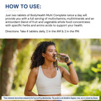 BodyHealth Multi Complete (120 Ct) Daily Multivitamin for Men and Women with Whole Foods, Minerals, Antioxidants, Organic Green Food Concentrates, and Liver Detox Extracts, Non GMO