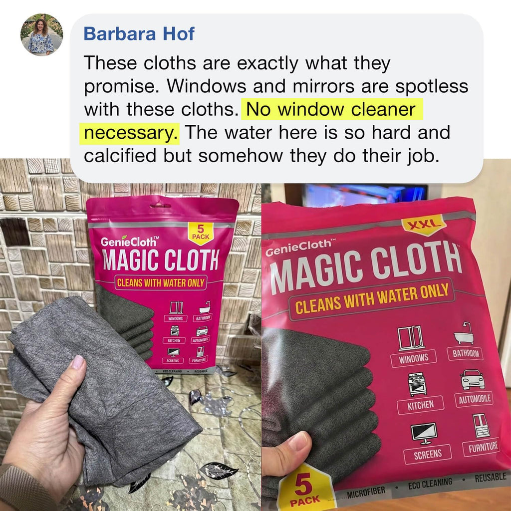The Original GenieCloth Magic Cleaning Cloth, Cleans with Water Only 5-Pack