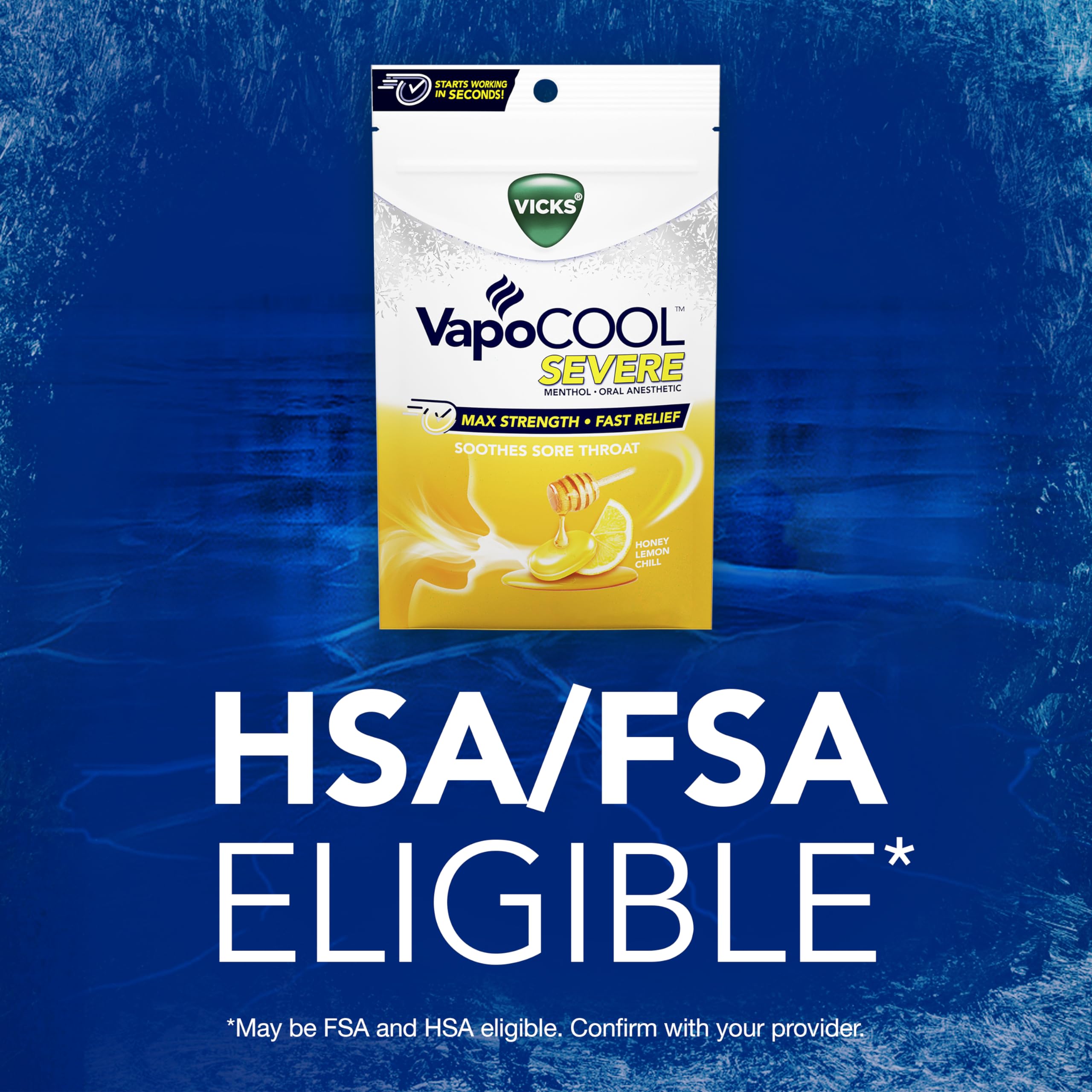 Buy now Vicks VapoCOOL SEVERE Medicated Sore Throat Drops, Fast-Acting Max Strength Relief, Soothes Sore Throat Caused by Cough, Powerful Vicks Vapors, Menthol, Honey Lemon Chill, 225 Total (5 Packs of 45) at indiglob india