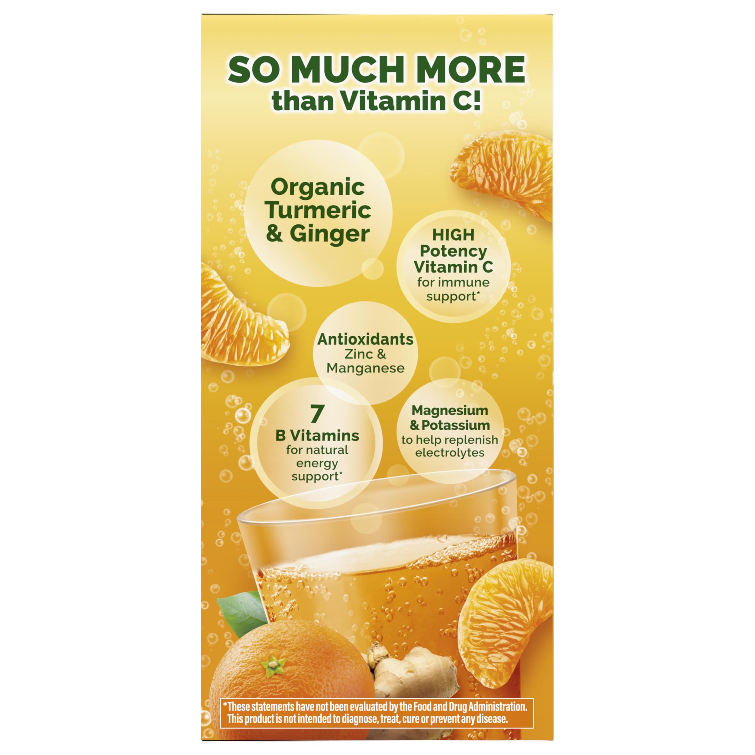 Emergen-C Vitamin C Immune Support Powder, Citrus Ginger, 18 ct | With Turmeric and Ginger, B Vitamins for Energy, Zinc and Manganese, Gluten Free, Caffeine Free