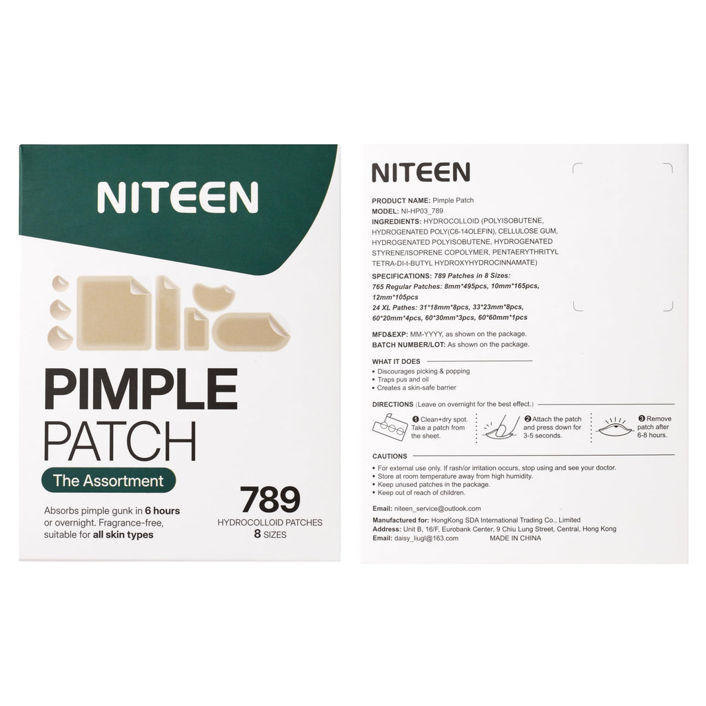 NITEEN 789 Count Pimple Patches, 8 Sizes Hydrocolloid Patch Variety Pack