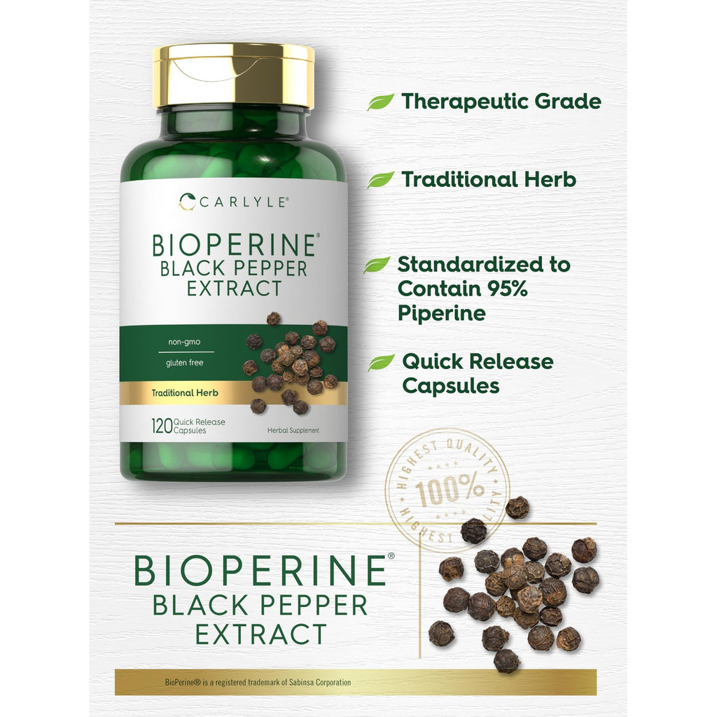 Carlyle Bioperine 10mg | 120 Capsules | from Black Pepper Extract
