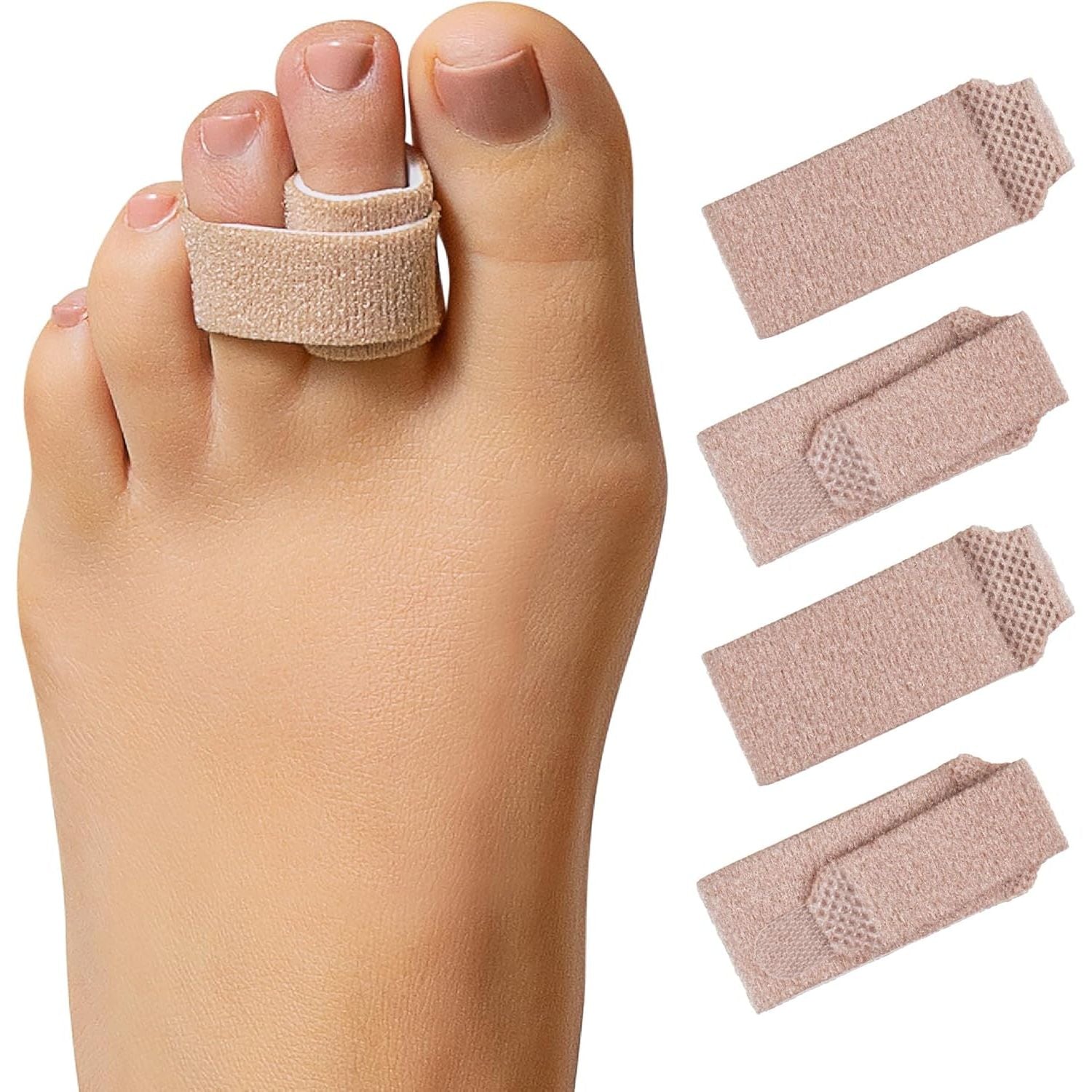 Buy now ZenToes Hammer Toe Corrector for Women & Men - Reusable Fabric Buddy Wraps for Broken Toes - Cushioned Toe Splint for Protection & Recovery & Hammertoe Straightener - 4 Count (OSFM, Beige) Small (4 Count) Original Support Beige at indiglob india