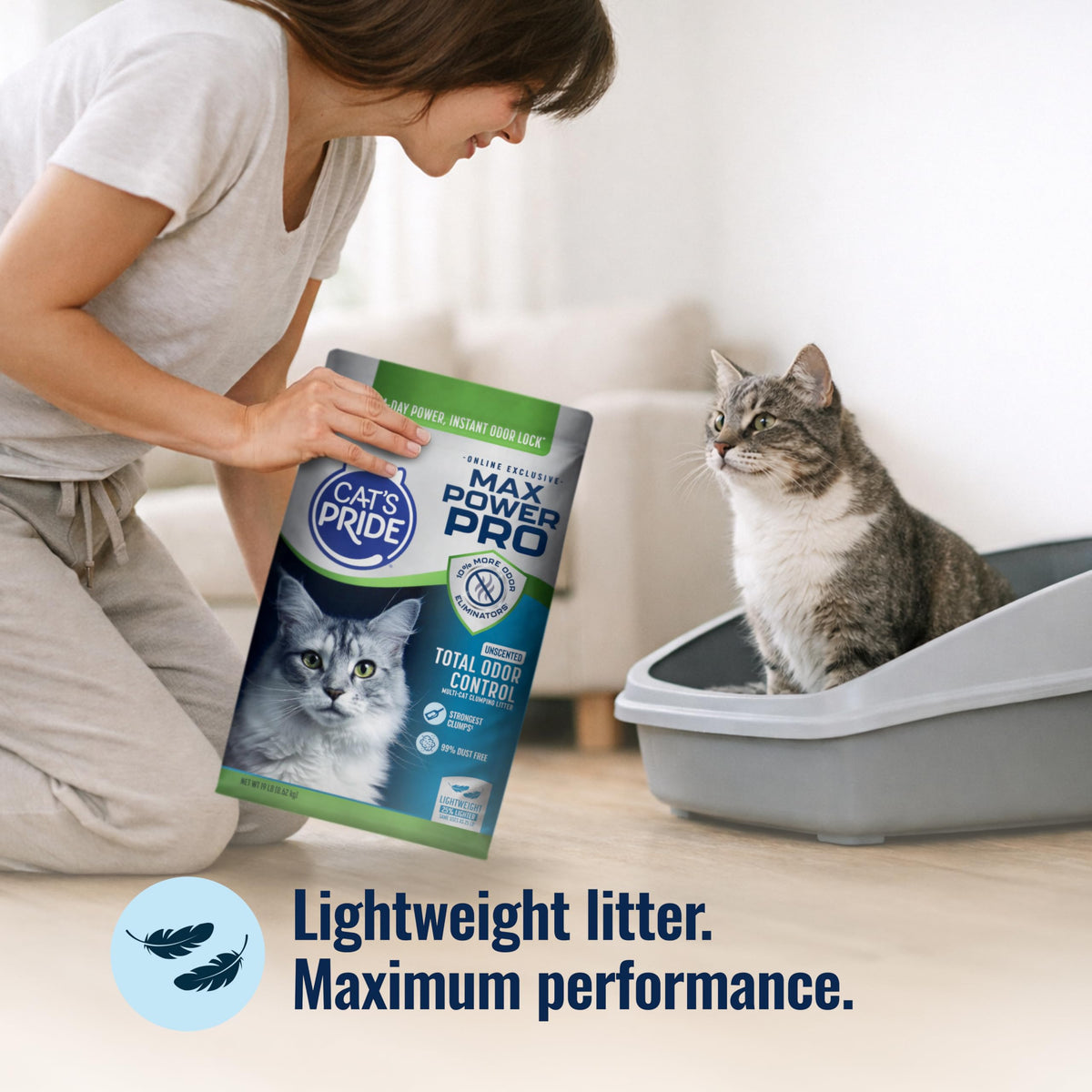 Cat's Pride Max Power Pro, Lightweight, Unscented Clumping Litter 19lb