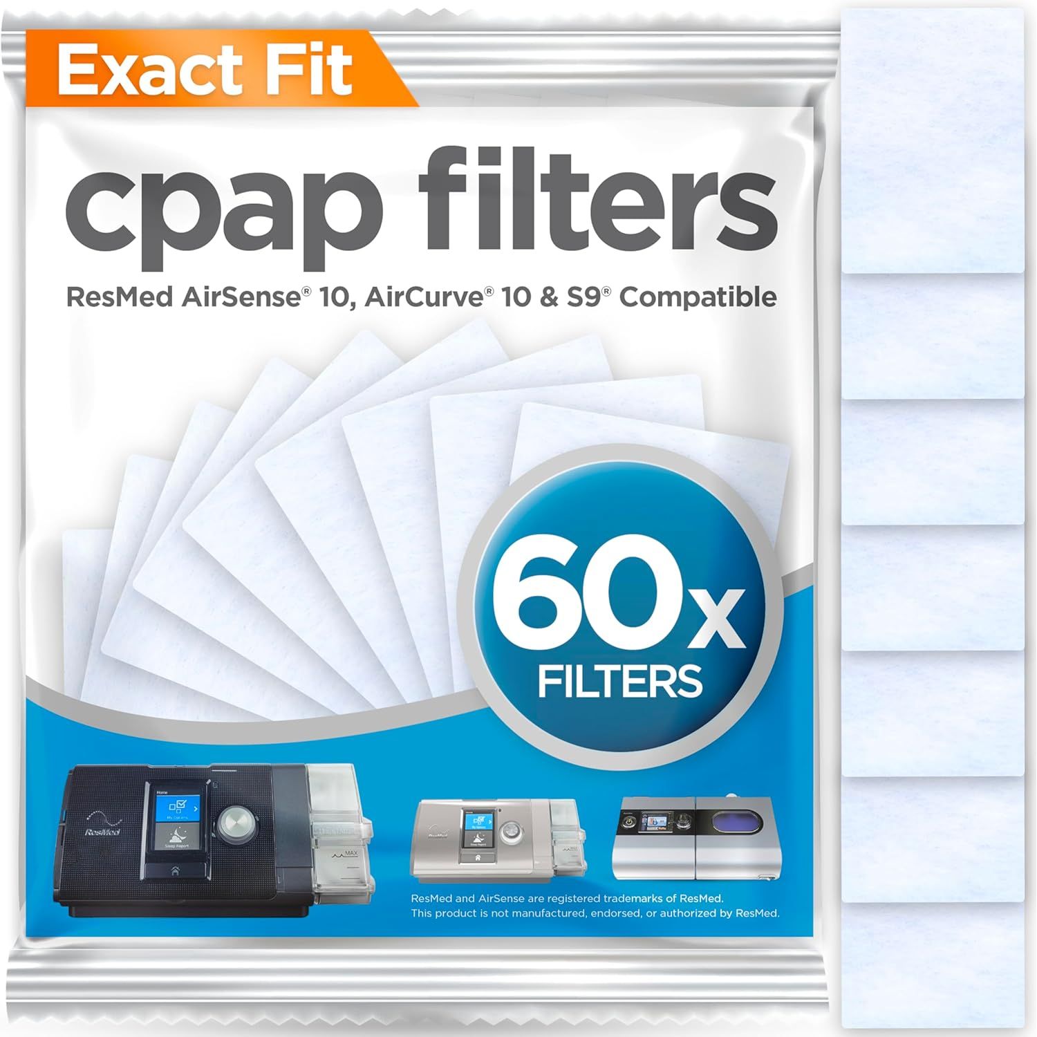 Buy now resplabs CPAP Filters Compatible with ResMed AirSense 10, AirCurve 10, S9 Machines - Standard Replacement Filter (180-Pack) 1 Count (Pack of 60) at indiglob india